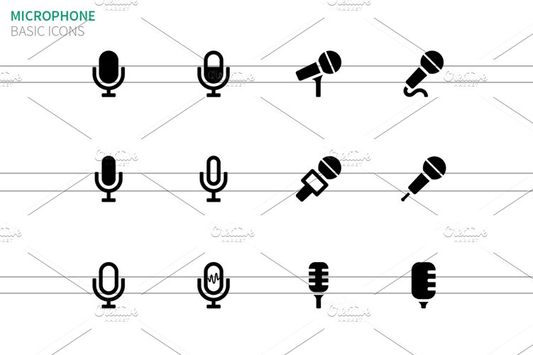 Microphone icons on white cover image.