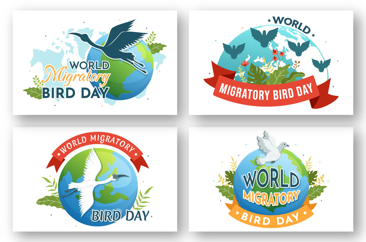 Four different logos for world migratory day.