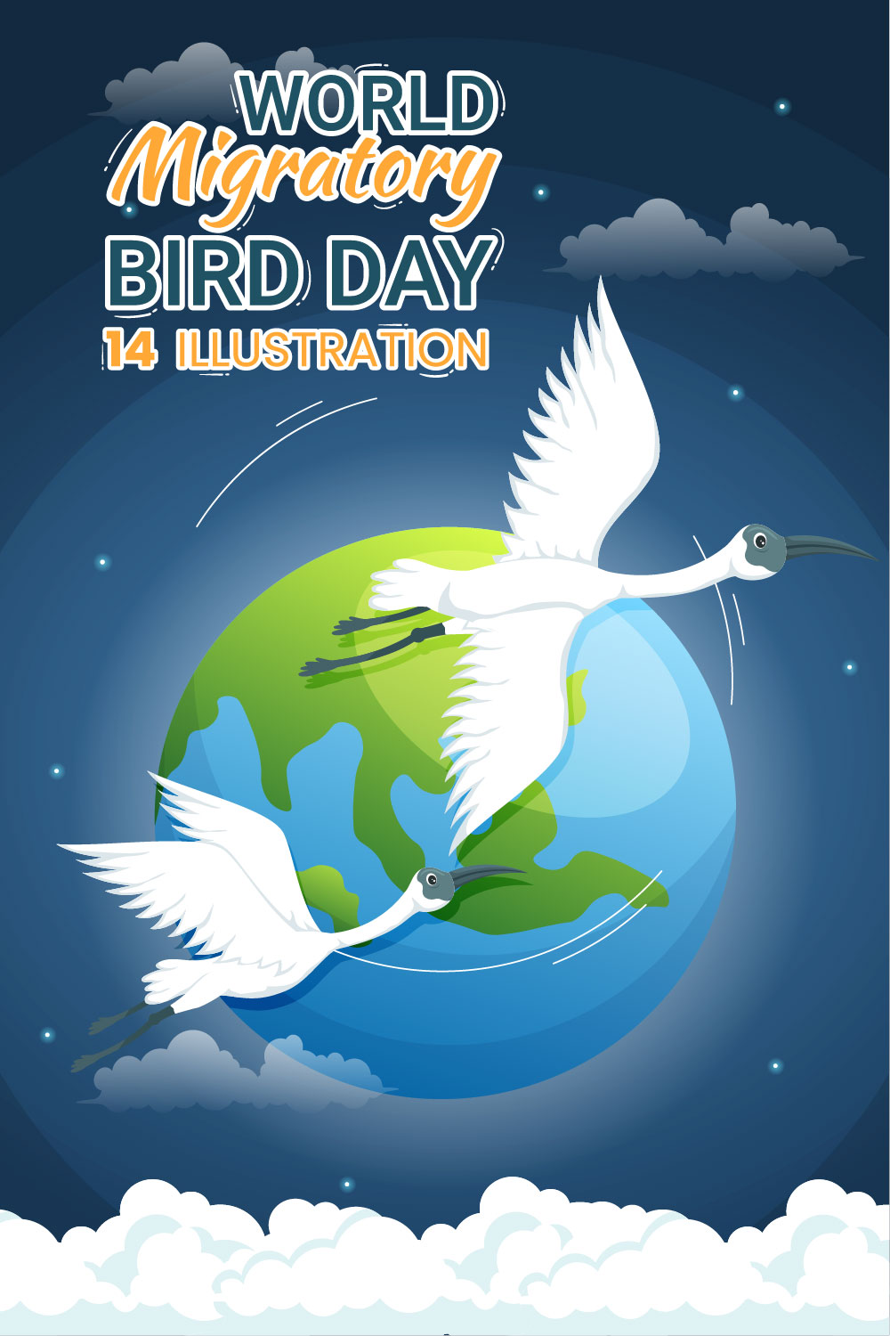 14 World Migratory Bird Day Illustration pinterest preview image.