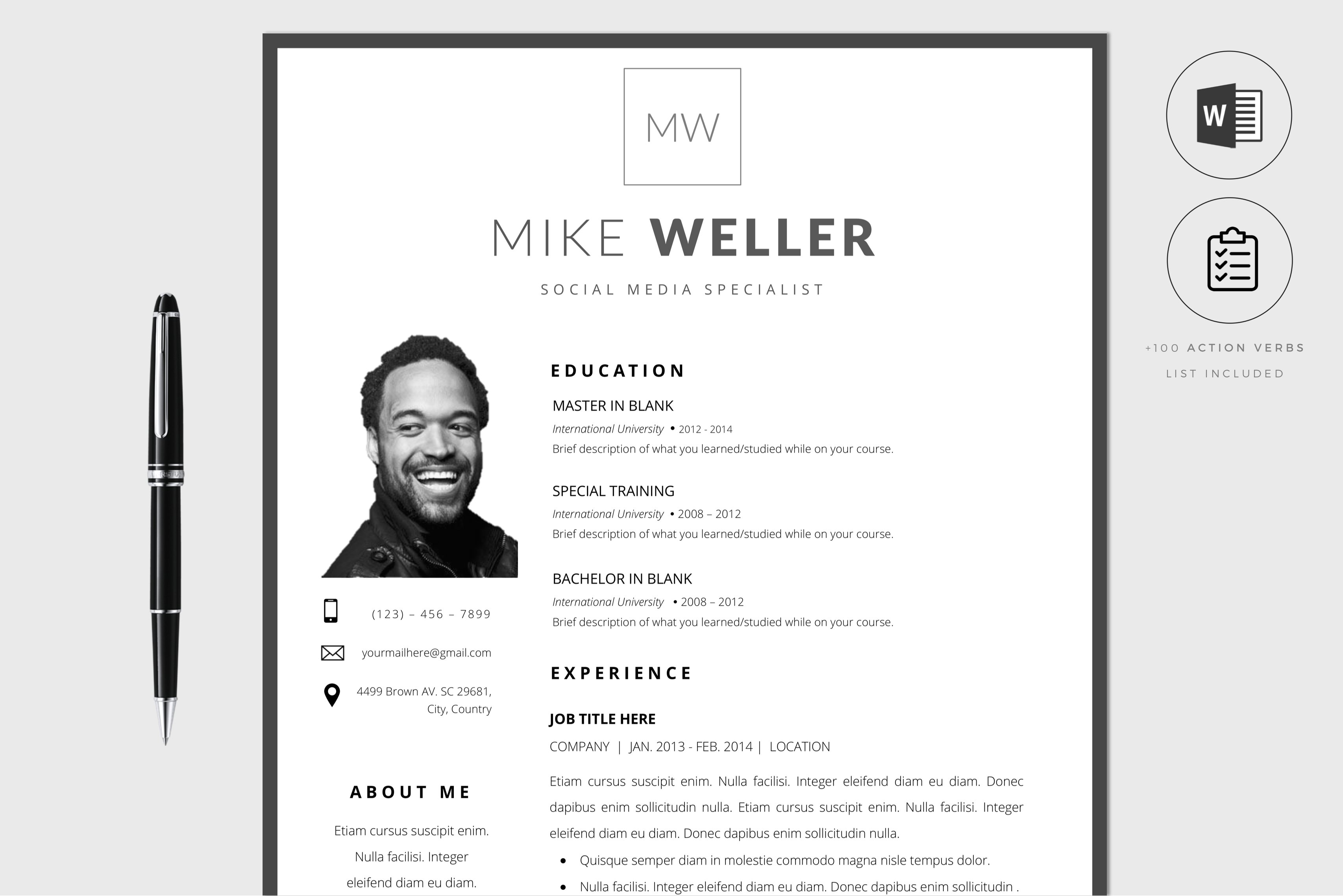 Resume Template WORD Classic CV MasterBundles