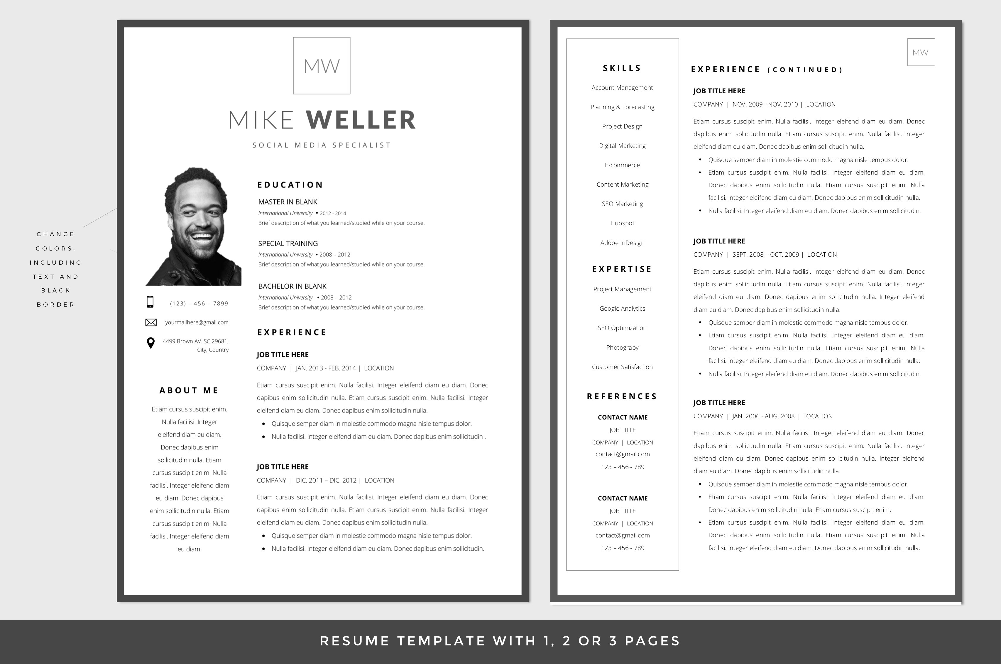 Resume Template WORD Classic CV preview image.