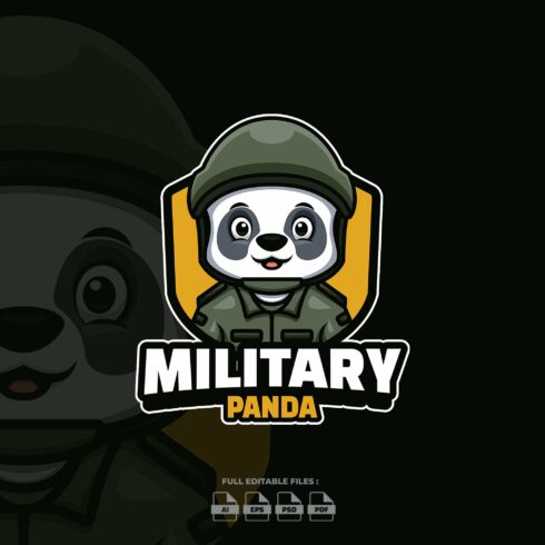 Military Soldier Cute Panda Logo cover image.