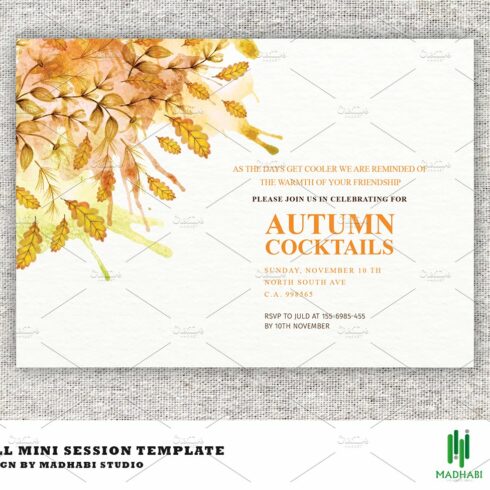 Autumn Cocktails Party Invitations cover image.