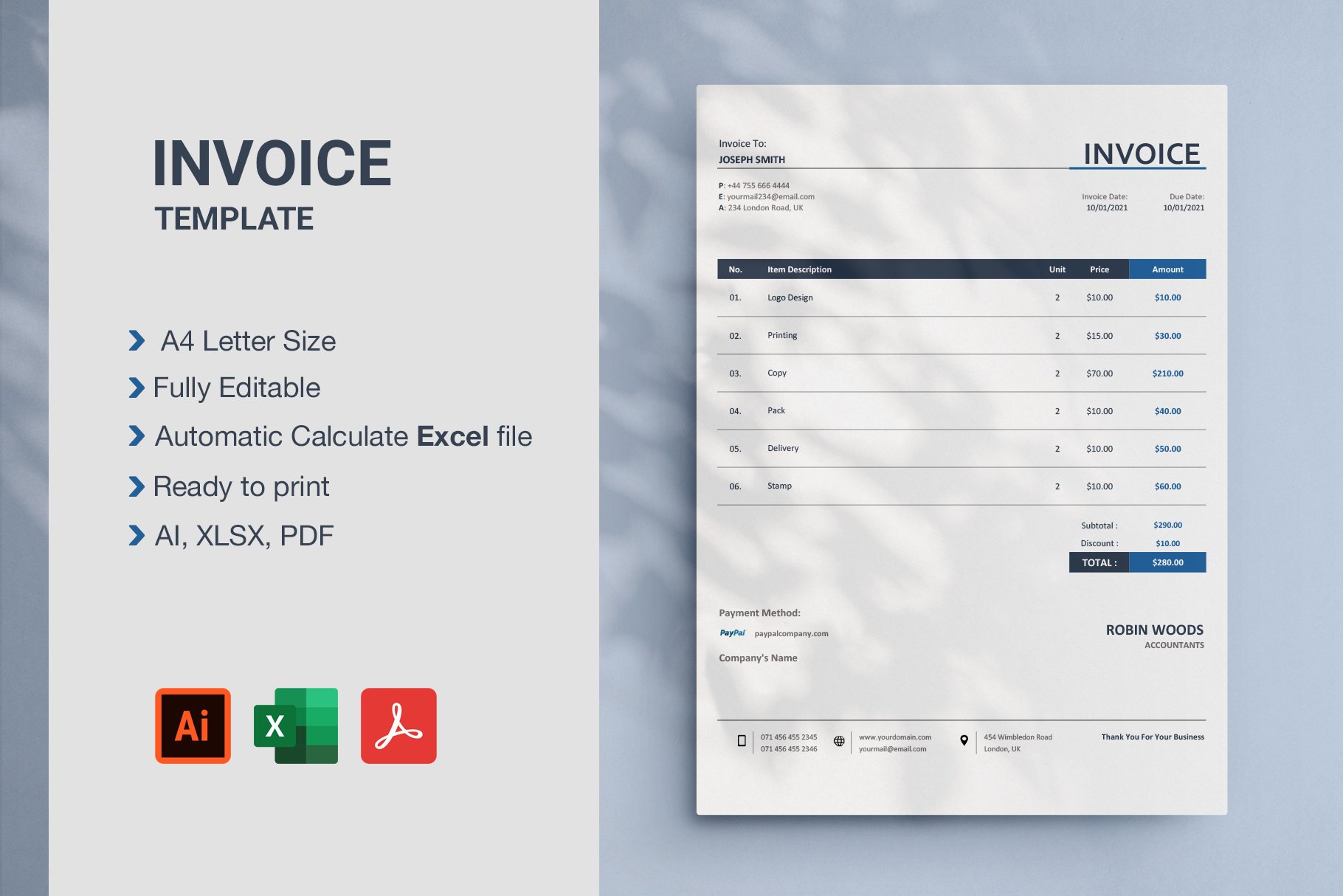 Minimal Invoice Template cover image.
