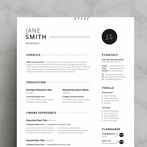 Resume / CV | Minimal Black White cover image.
