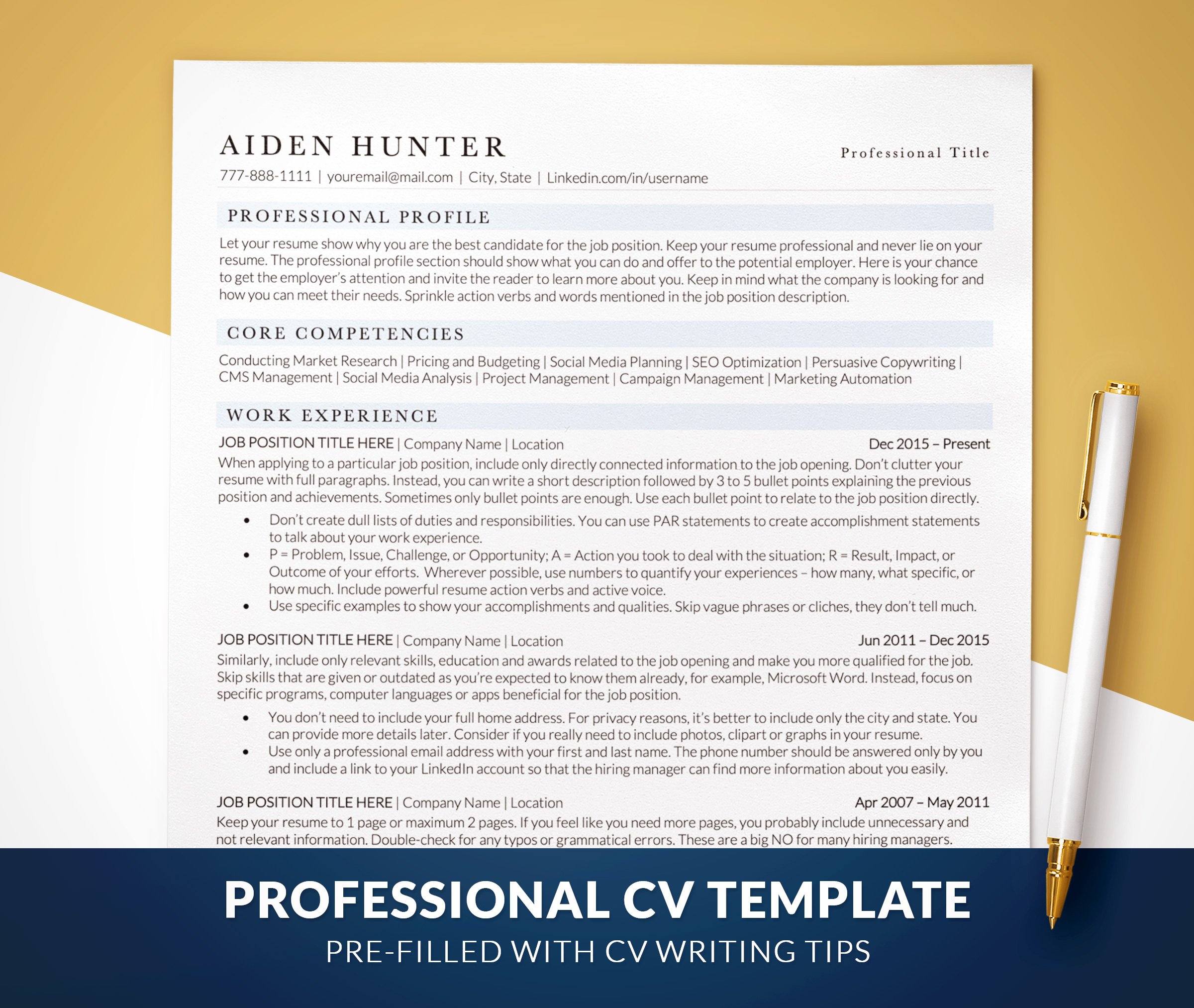Executive CV Template Word & Pages cover image.