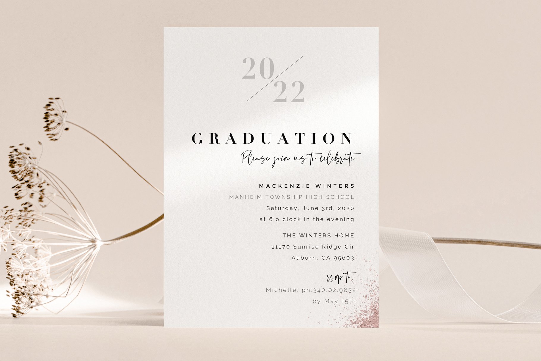 Graduation Party Invite for Canva preview image.