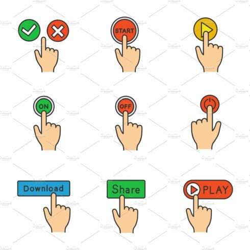 App buttons color icons set cover image.