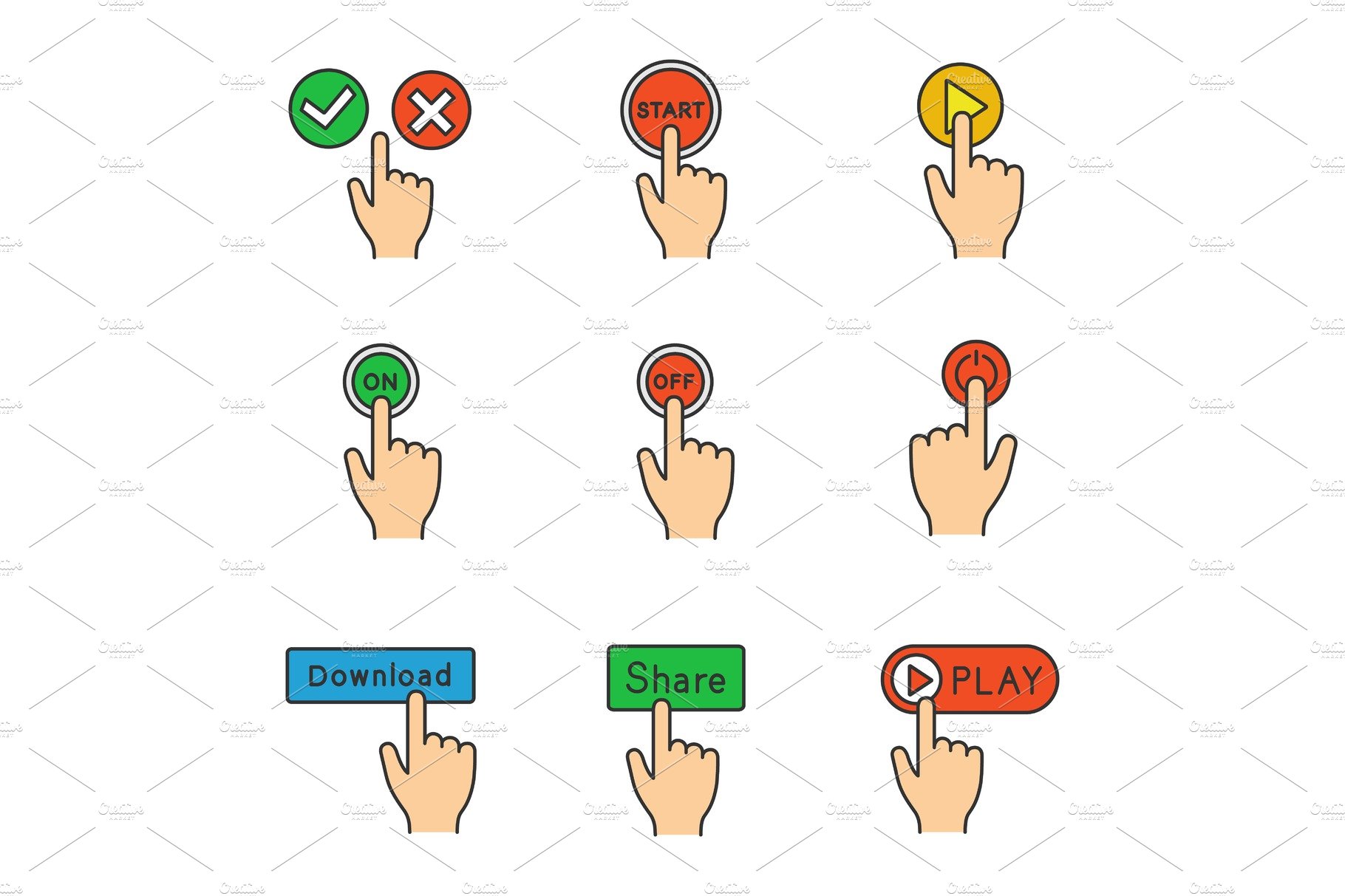 App buttons color icons set cover image.