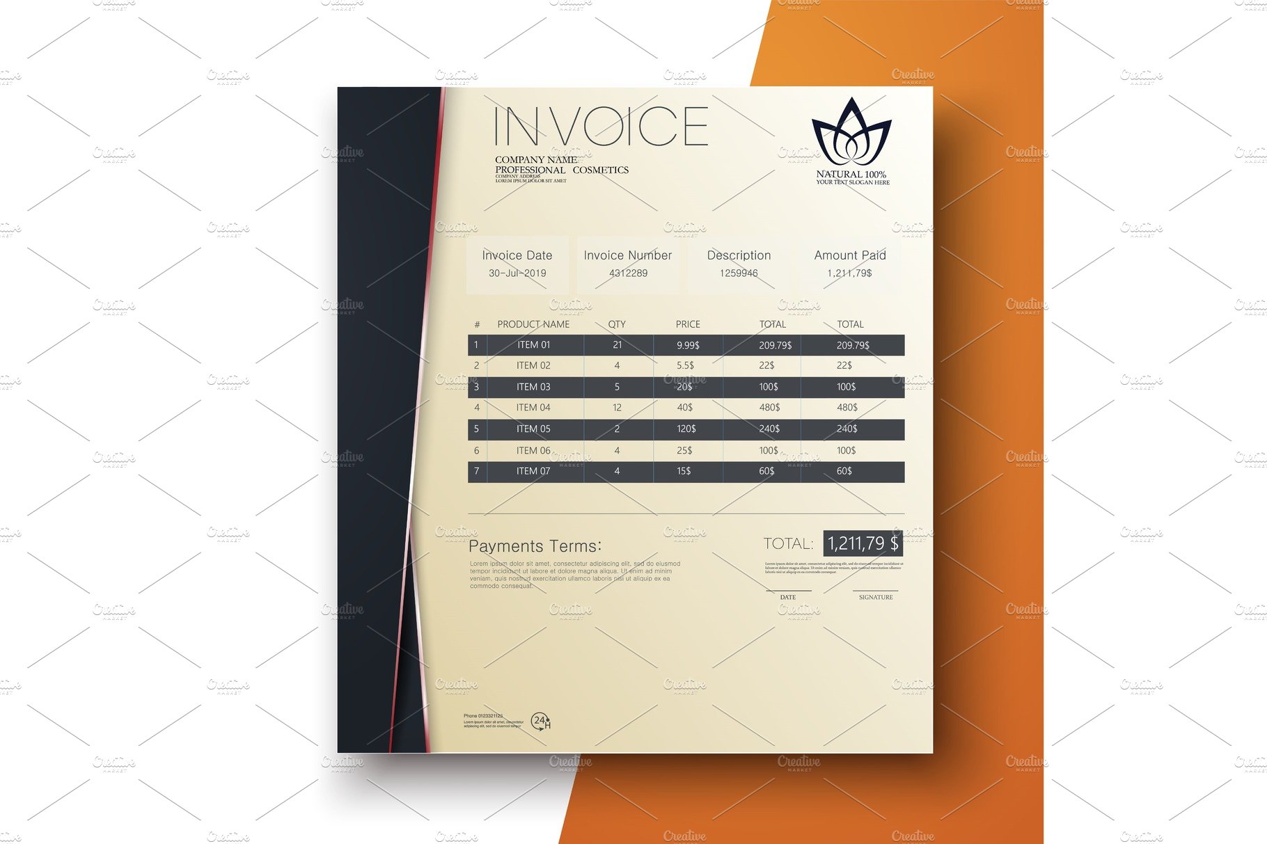 Modern invoice template design in cover image.
