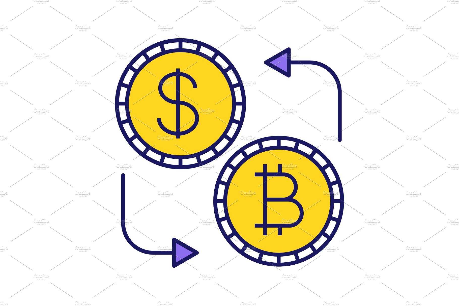 Bitcoin and dollar exchange icon cover image.