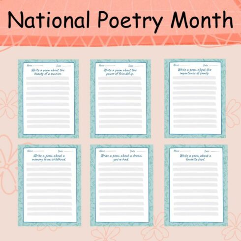 National Poetry Month Worksheets cover image.