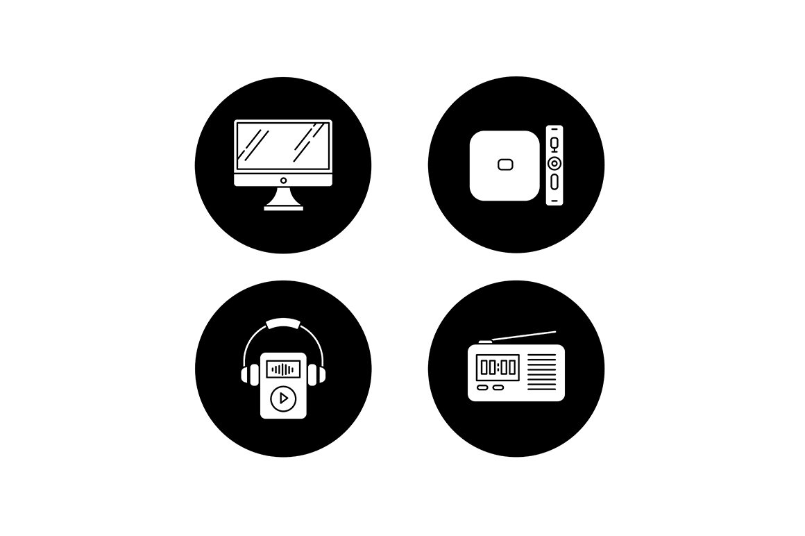 Mobile devices glyph icons set cover image.