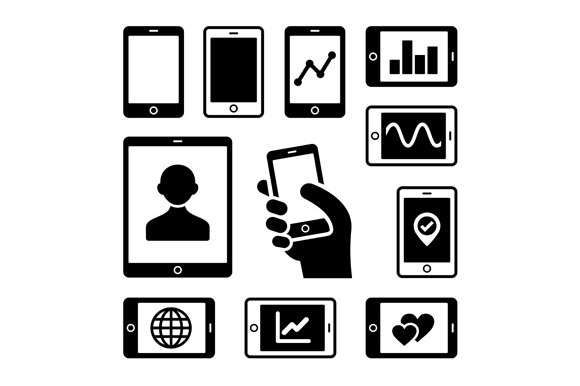 Mobile gadgets icons set cover image.