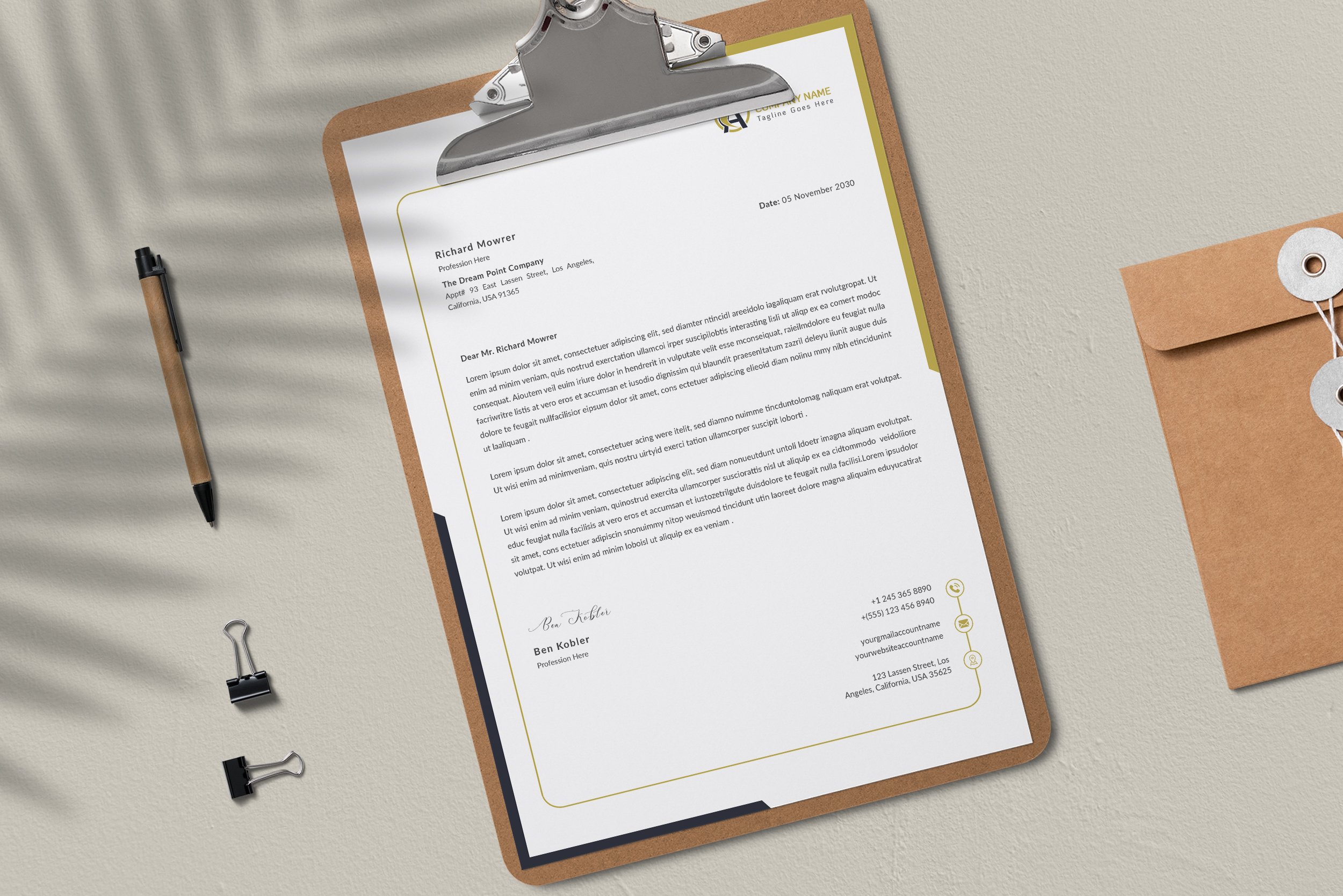 Clean Letterhead Word preview image.