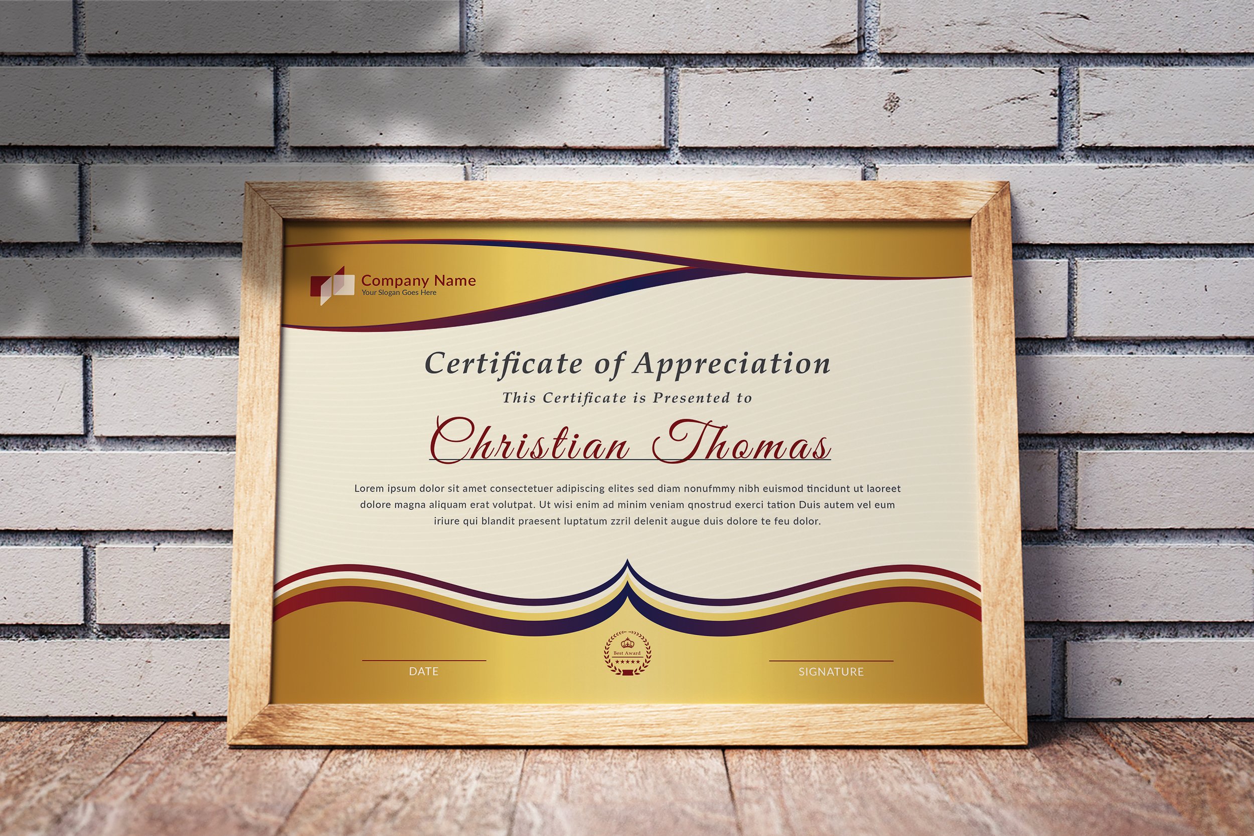 Golden Certificate Template cover image.