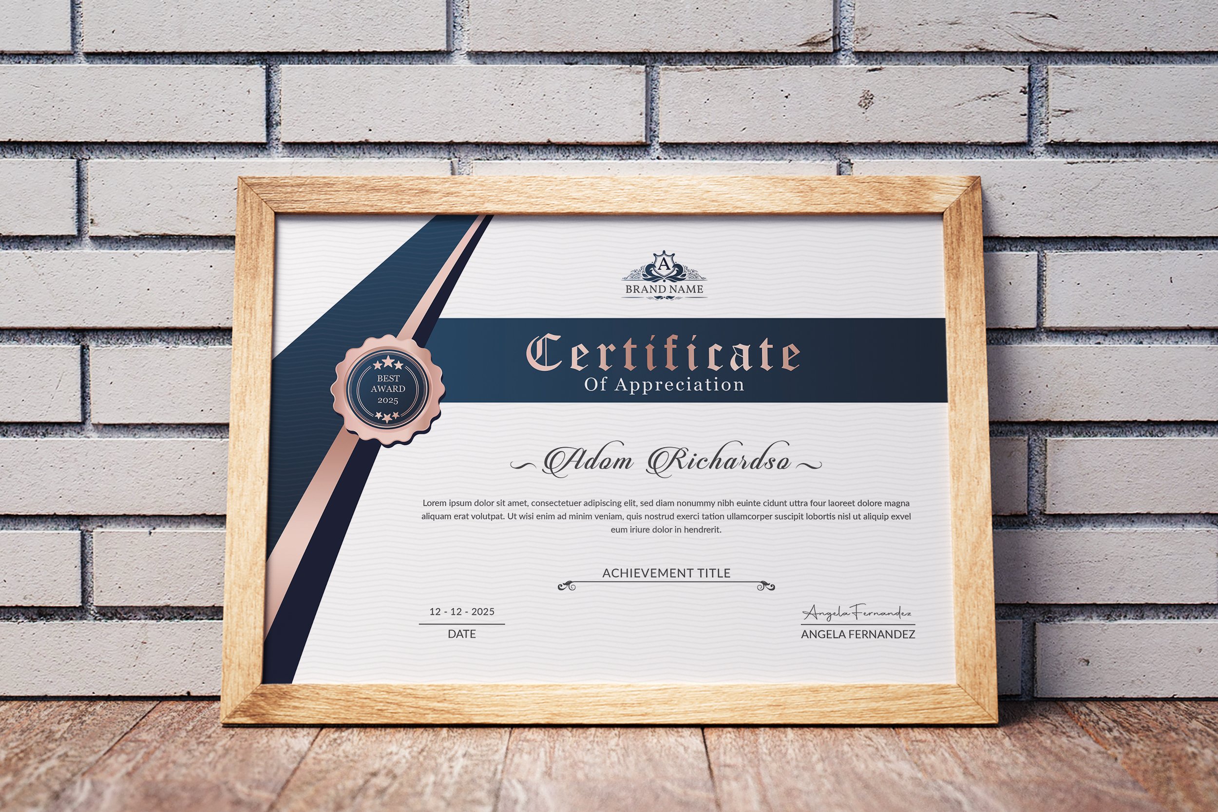 Certificate Template Rose Gold cover image.