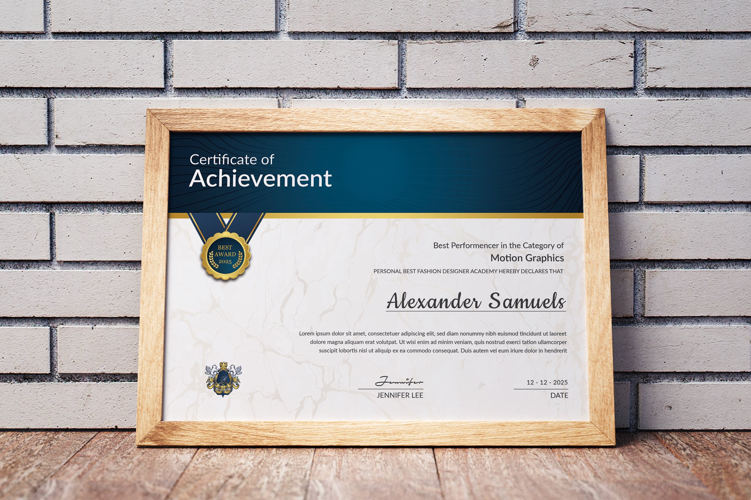 Award Certificate Template preview image.