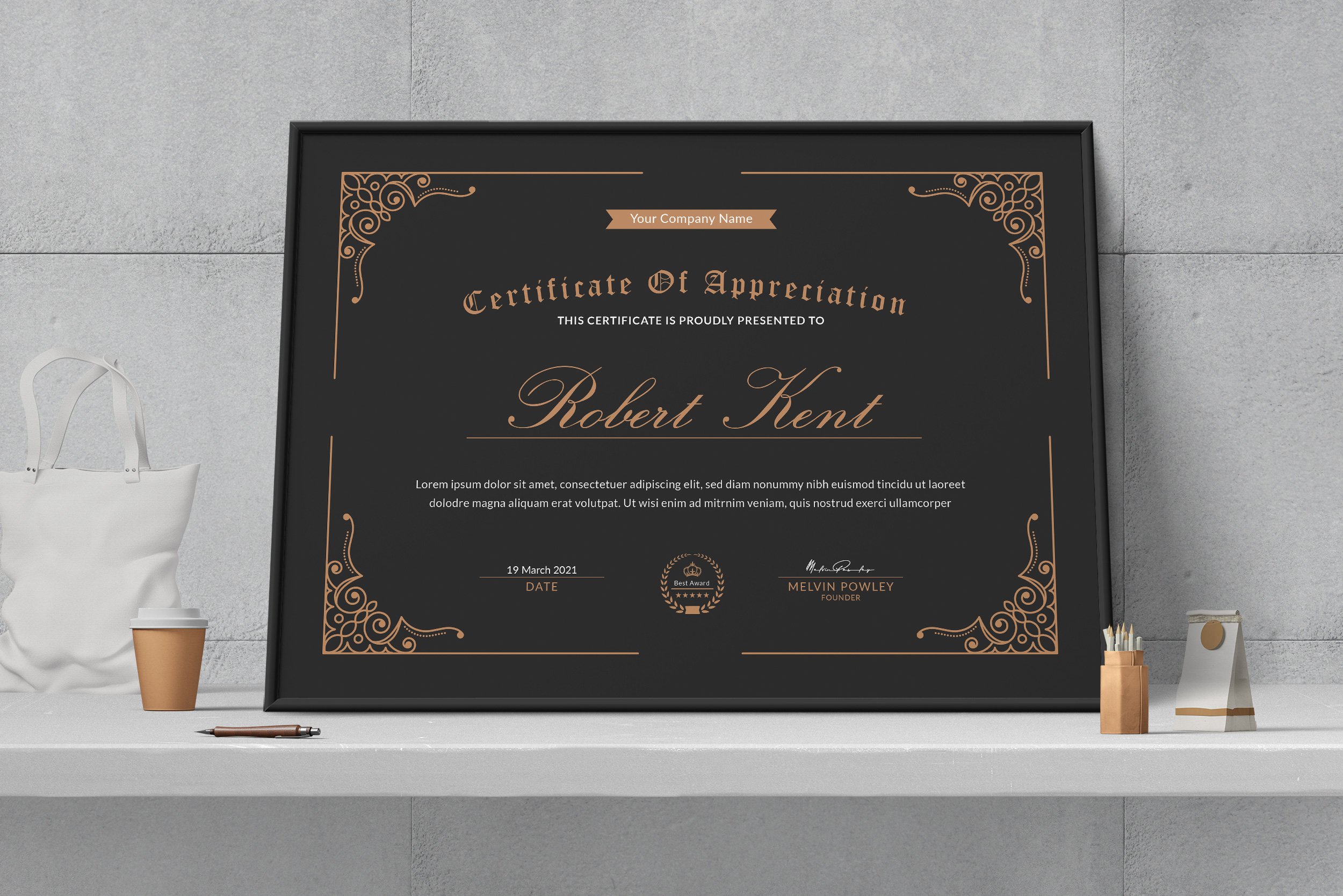 Certificate of Appreciation Template preview image.