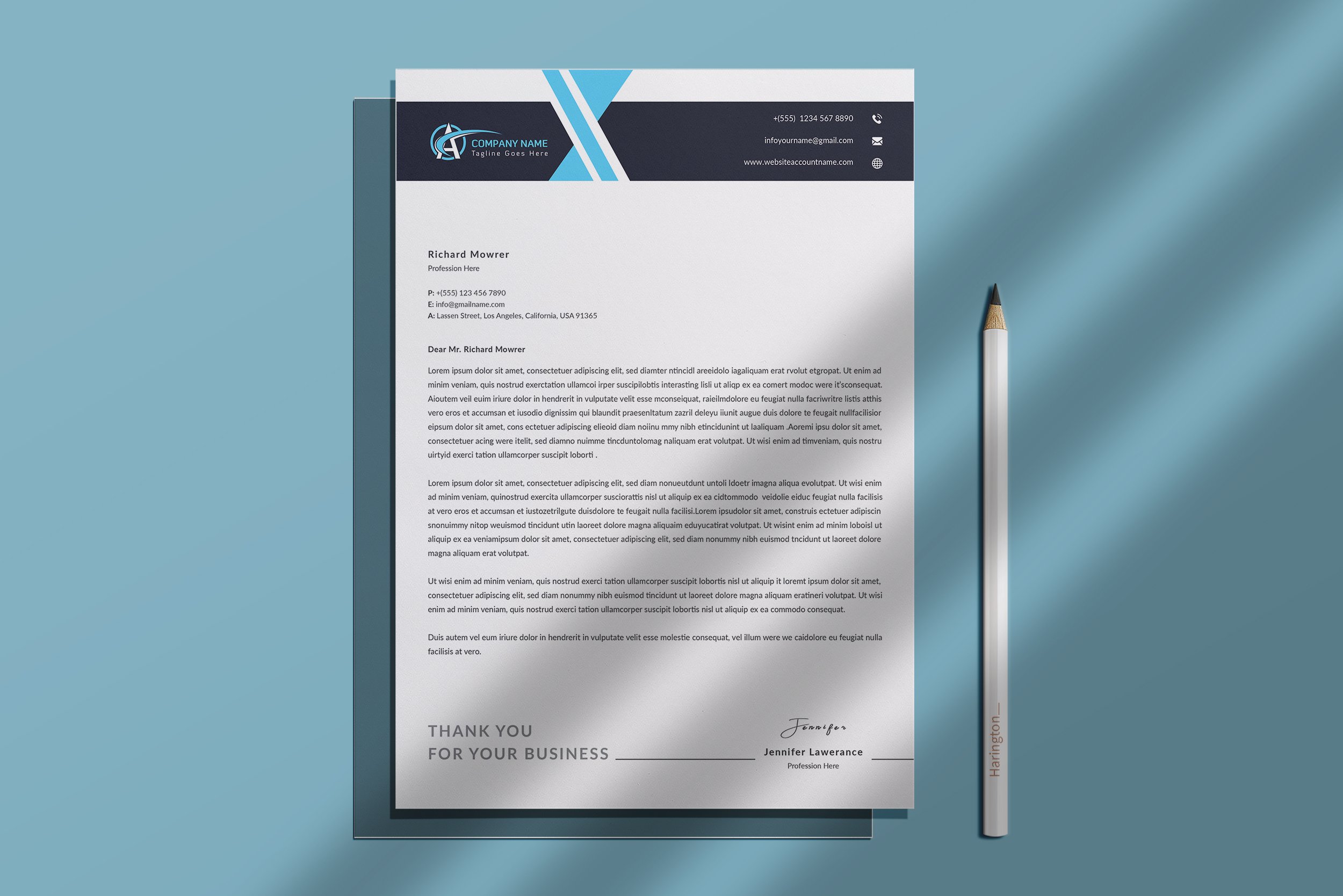 Modern Letterhead Template preview image.