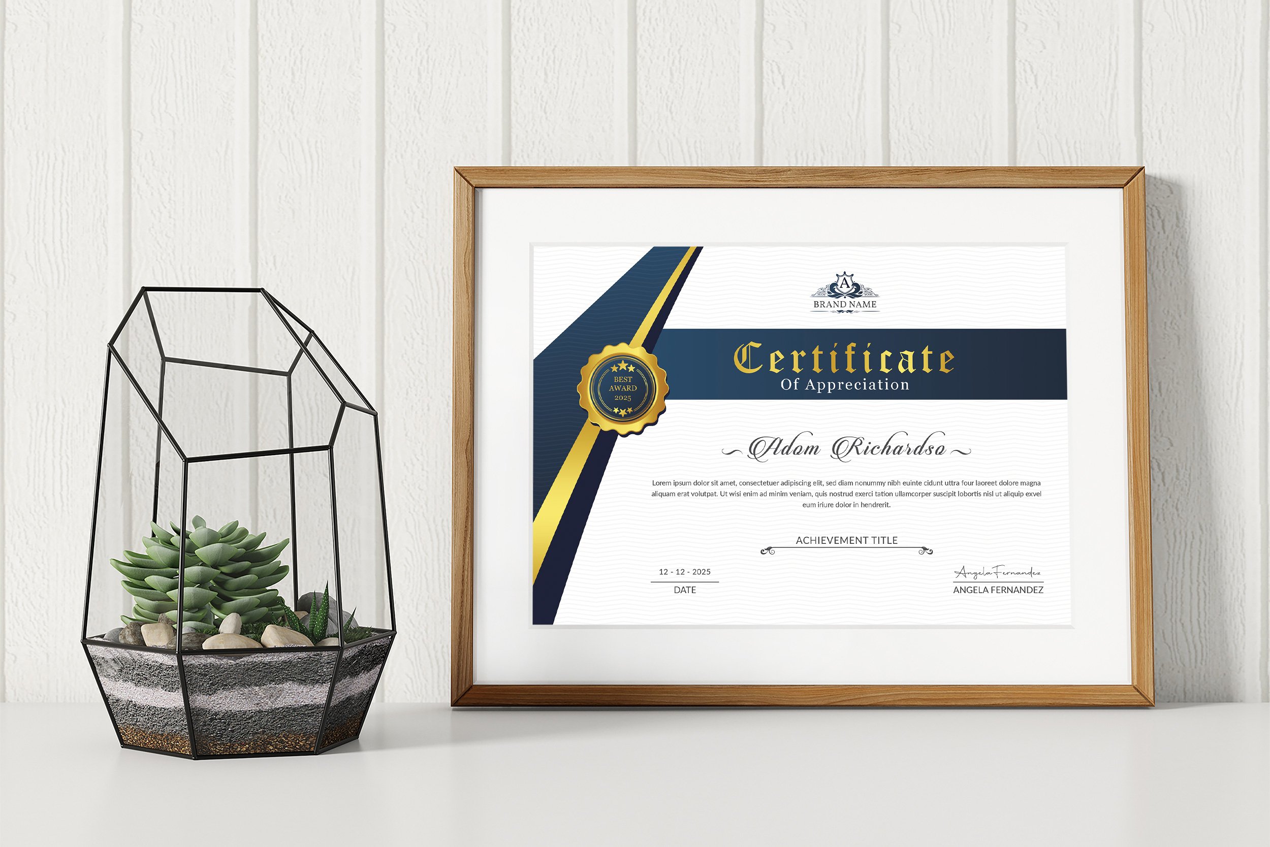 Certificate Template Rose Gold preview image.