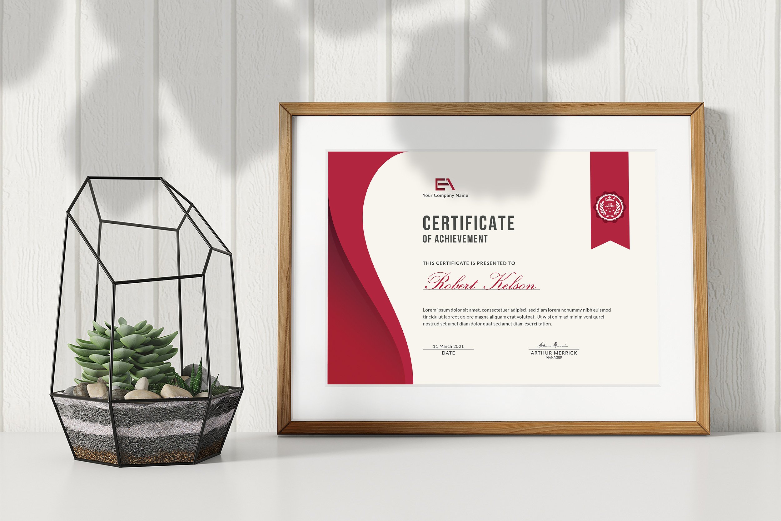 Certificate of Achievement Template preview image.