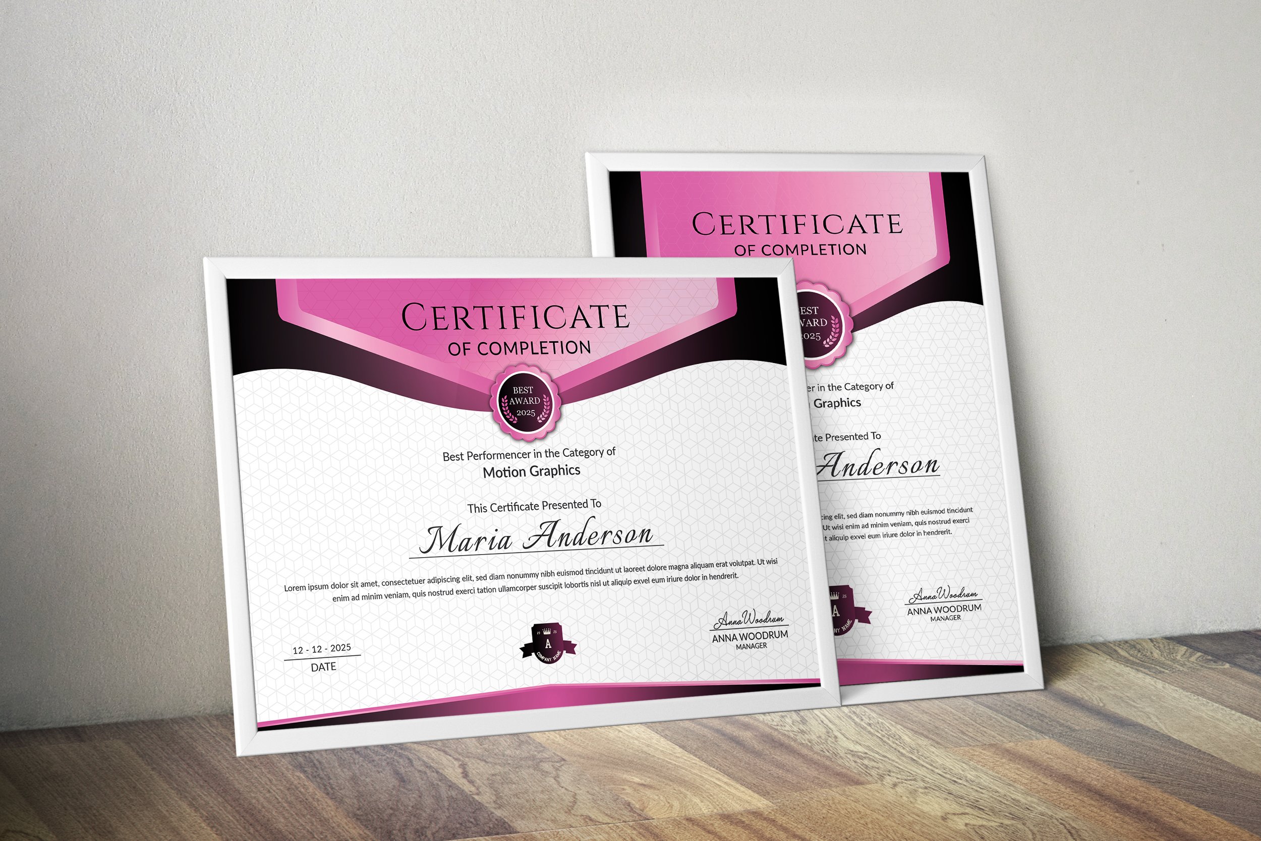 Certificate of Completion Template preview image.