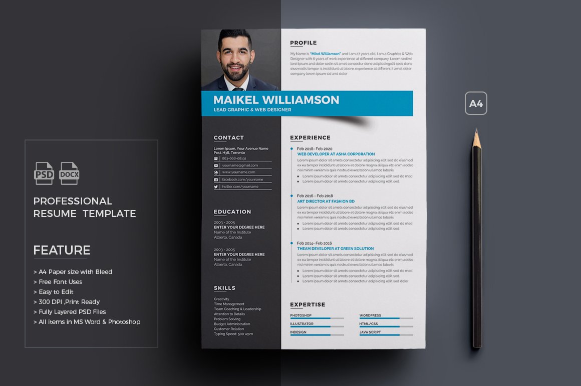 Resume Template/CV cover image.