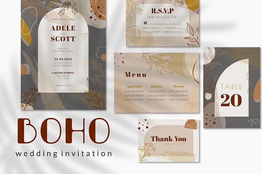 BOHO Wedding Invitation Set cover image.