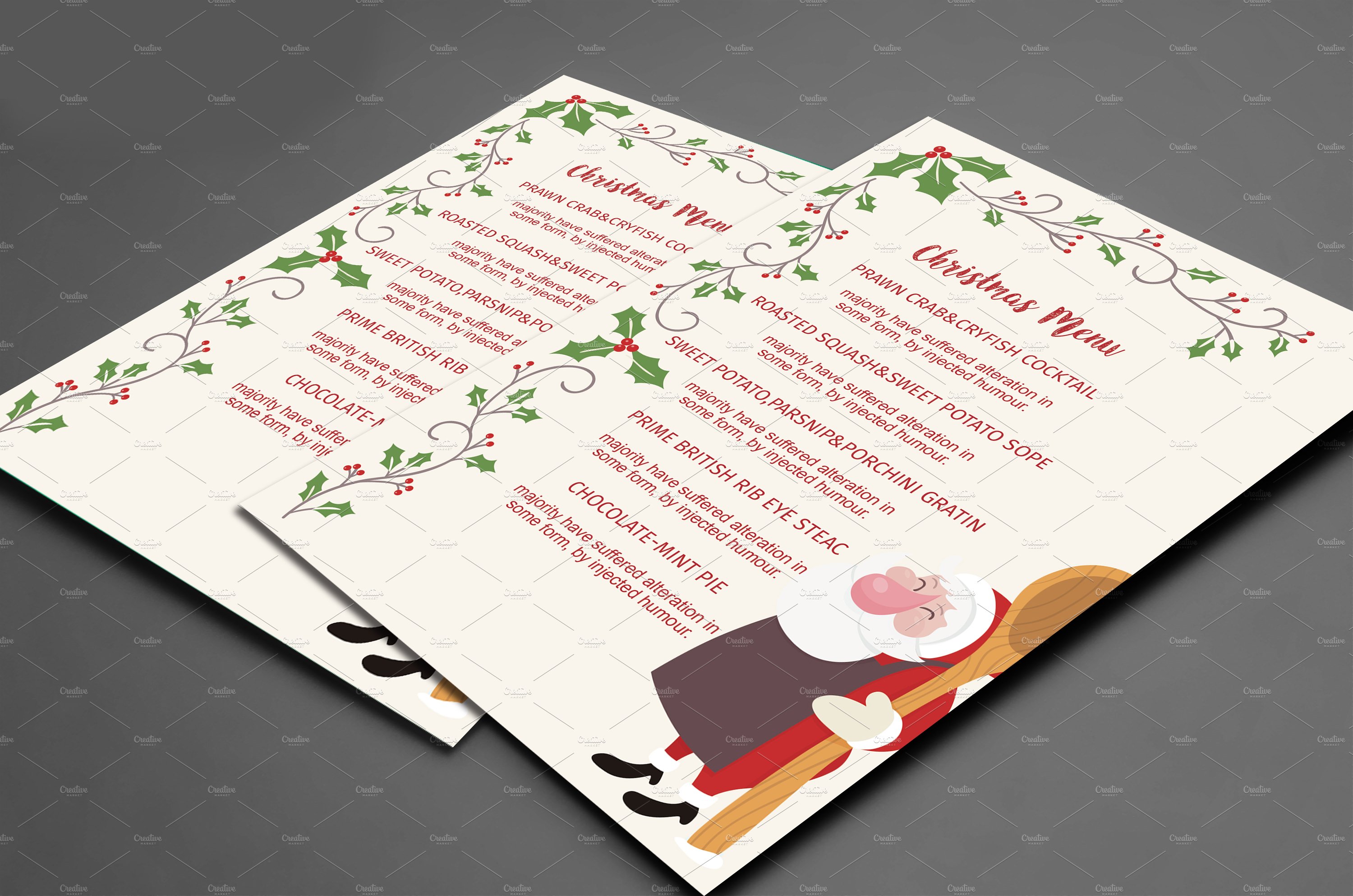 Christmas Menu Template preview image.