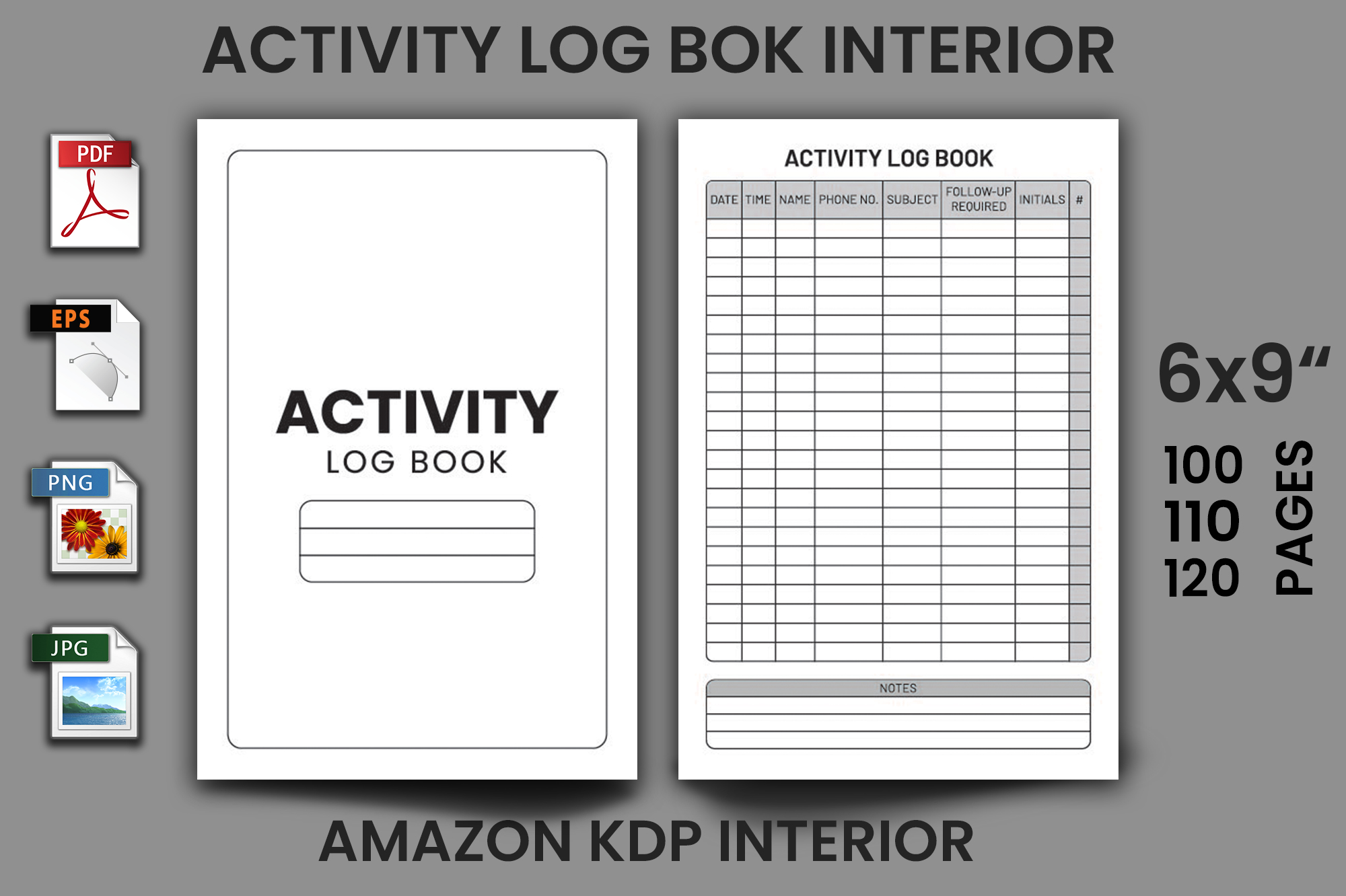 The activity log book is shown with instructions.