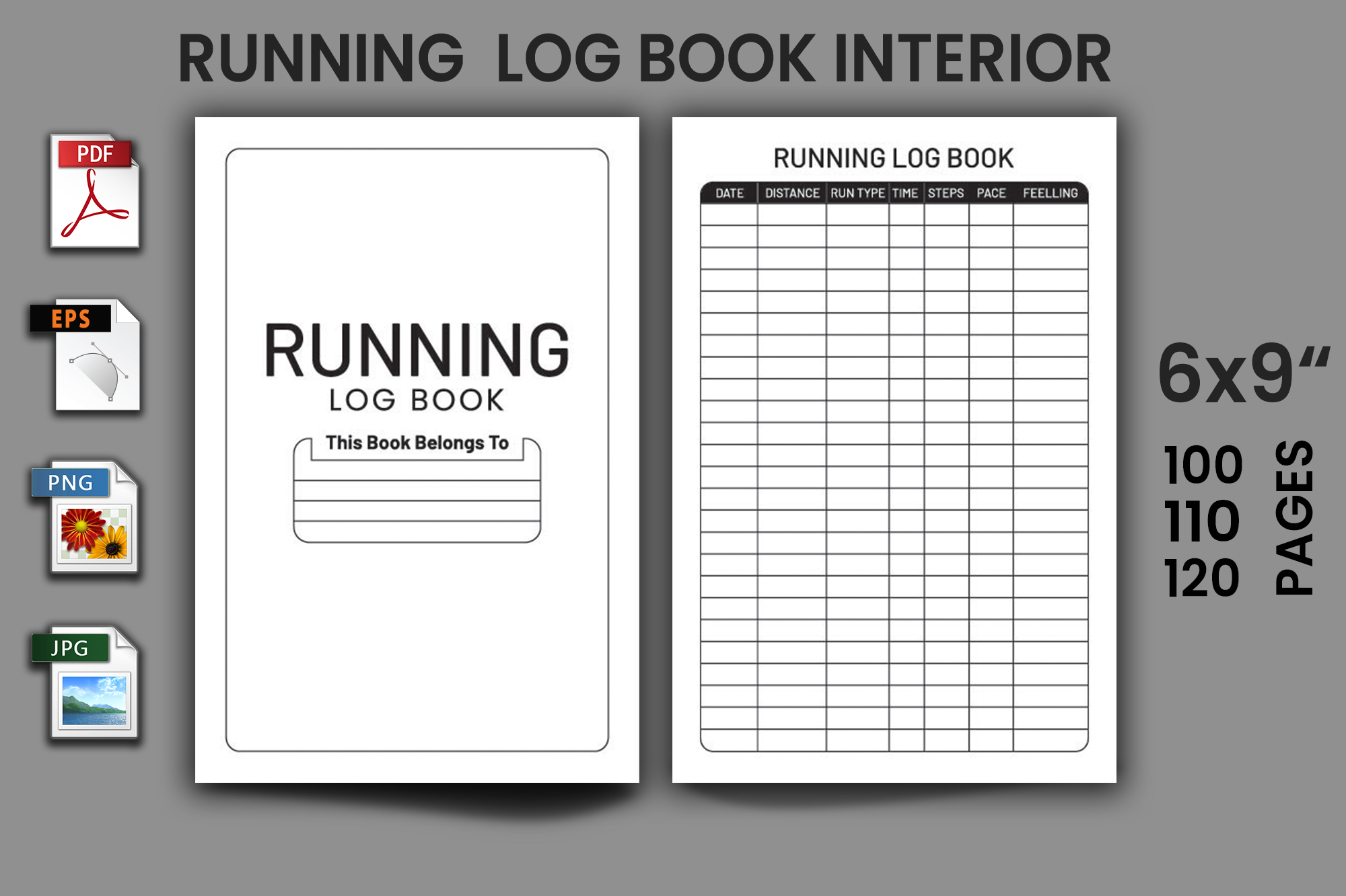 Running log book is shown with the text running log book.