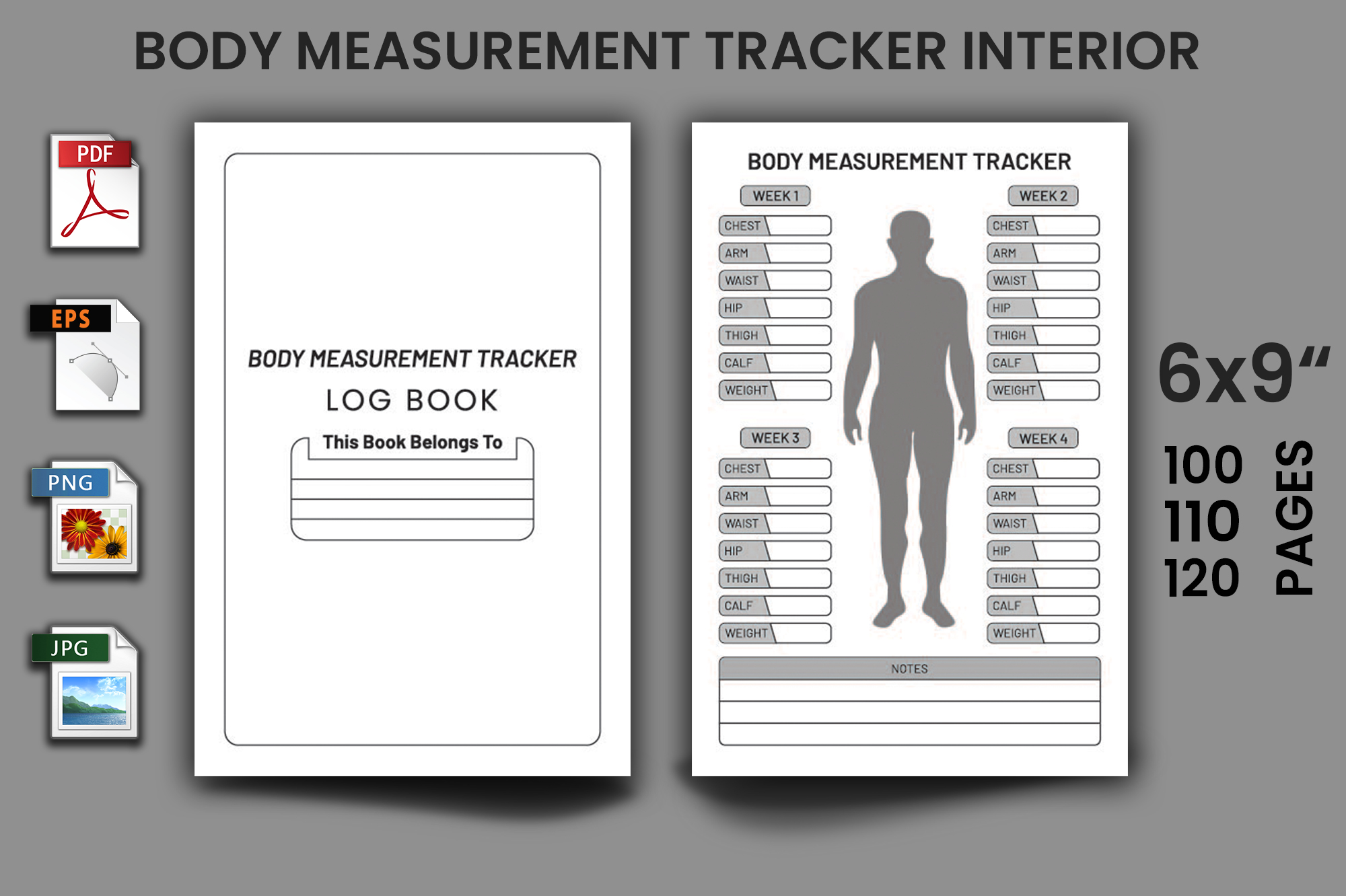 The body measurement tracker is shown with instructions.