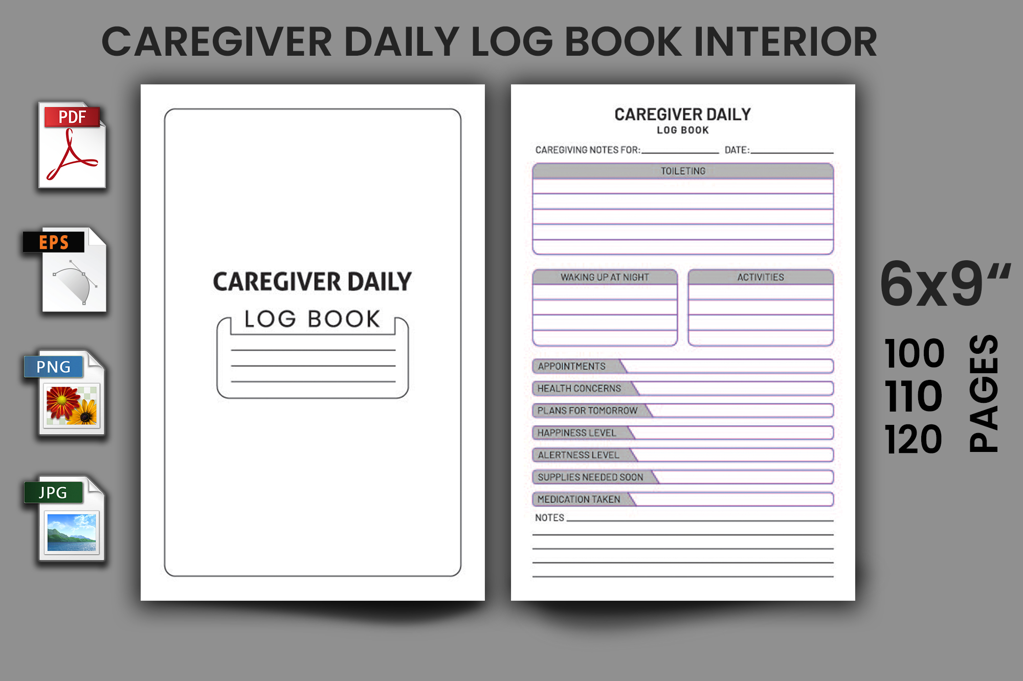 The caregiver daily daily log book.