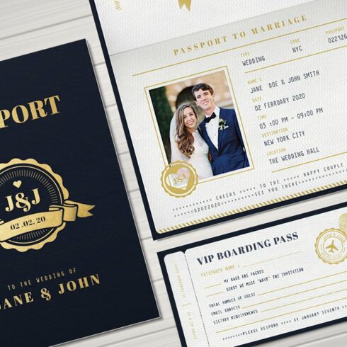 Passport Wedding Invitation cover image.