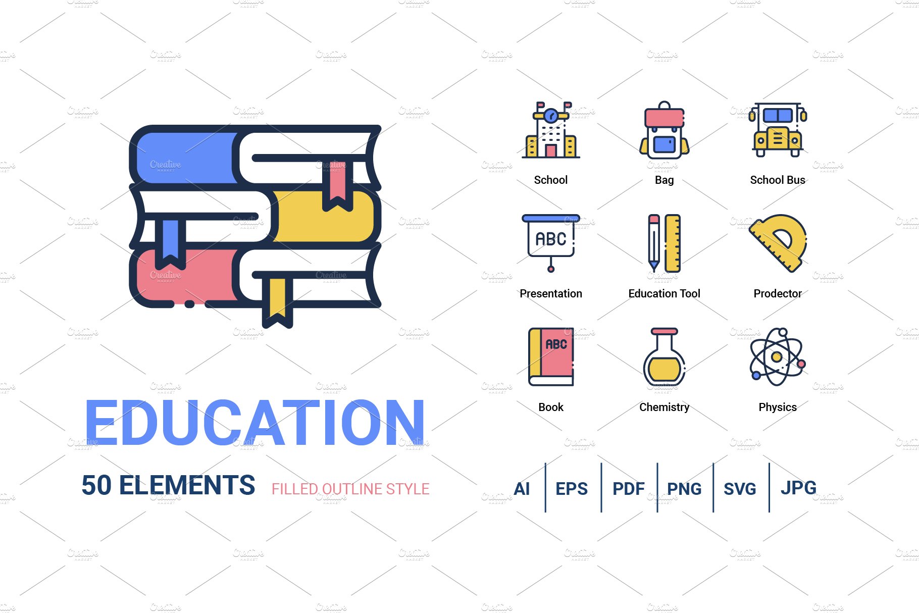 Education Filled Outline Icon cover image.
