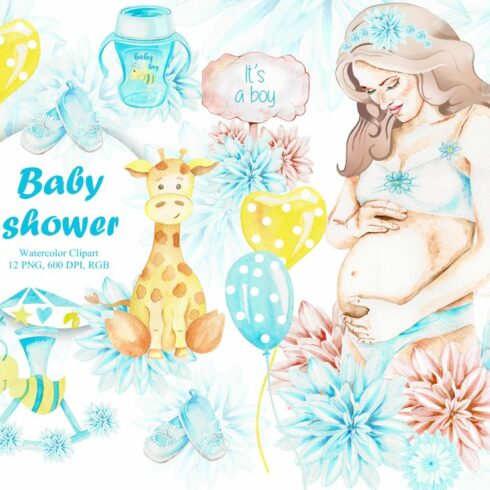 Baby Shower, Watercolor, It is a boy cover image.
