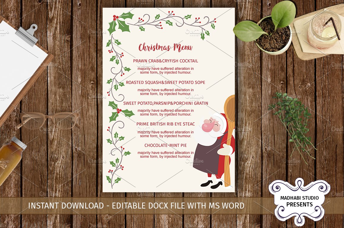 Christmas Menu Template cover image.