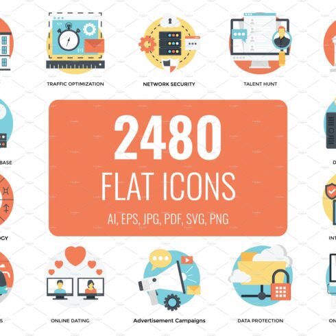 2480 Flat Vector Icons cover image.