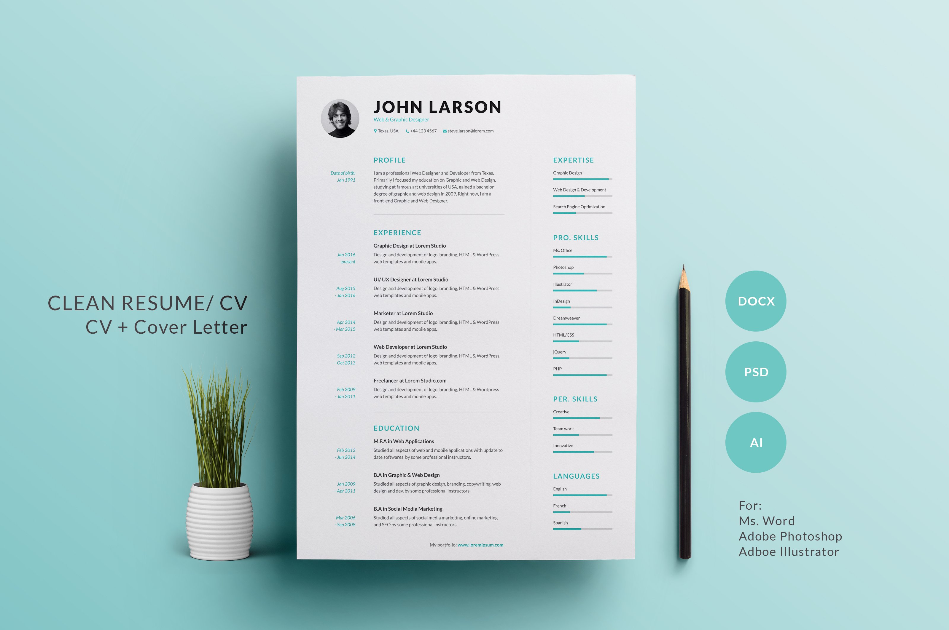 Clean Resume preview image.