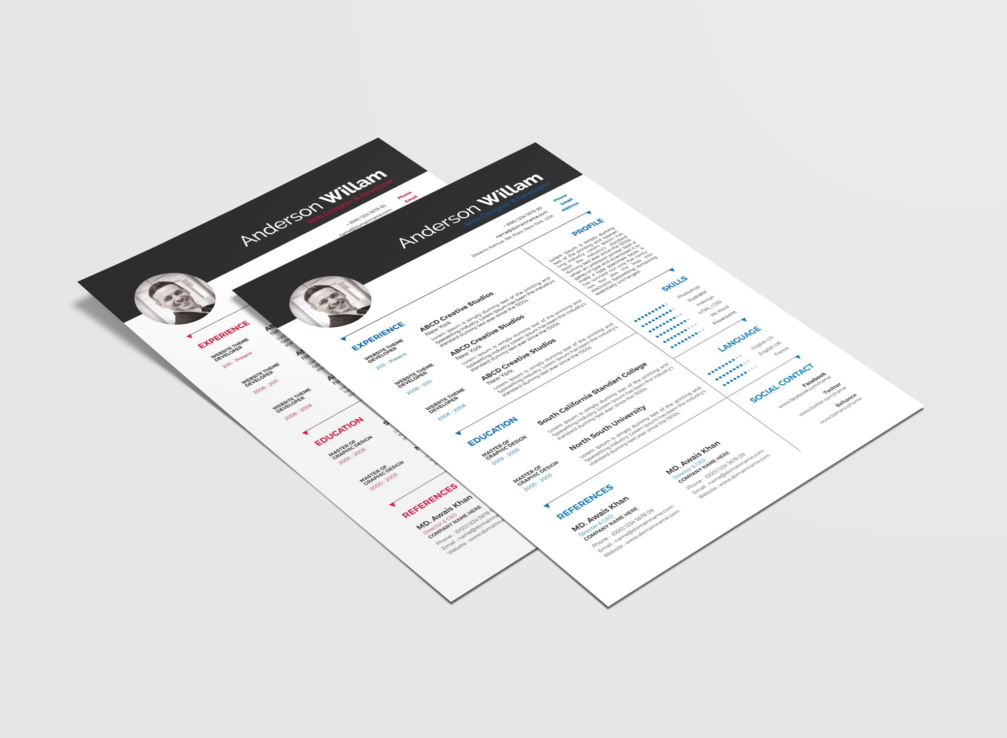Resume CV with Word & PPT preview image.