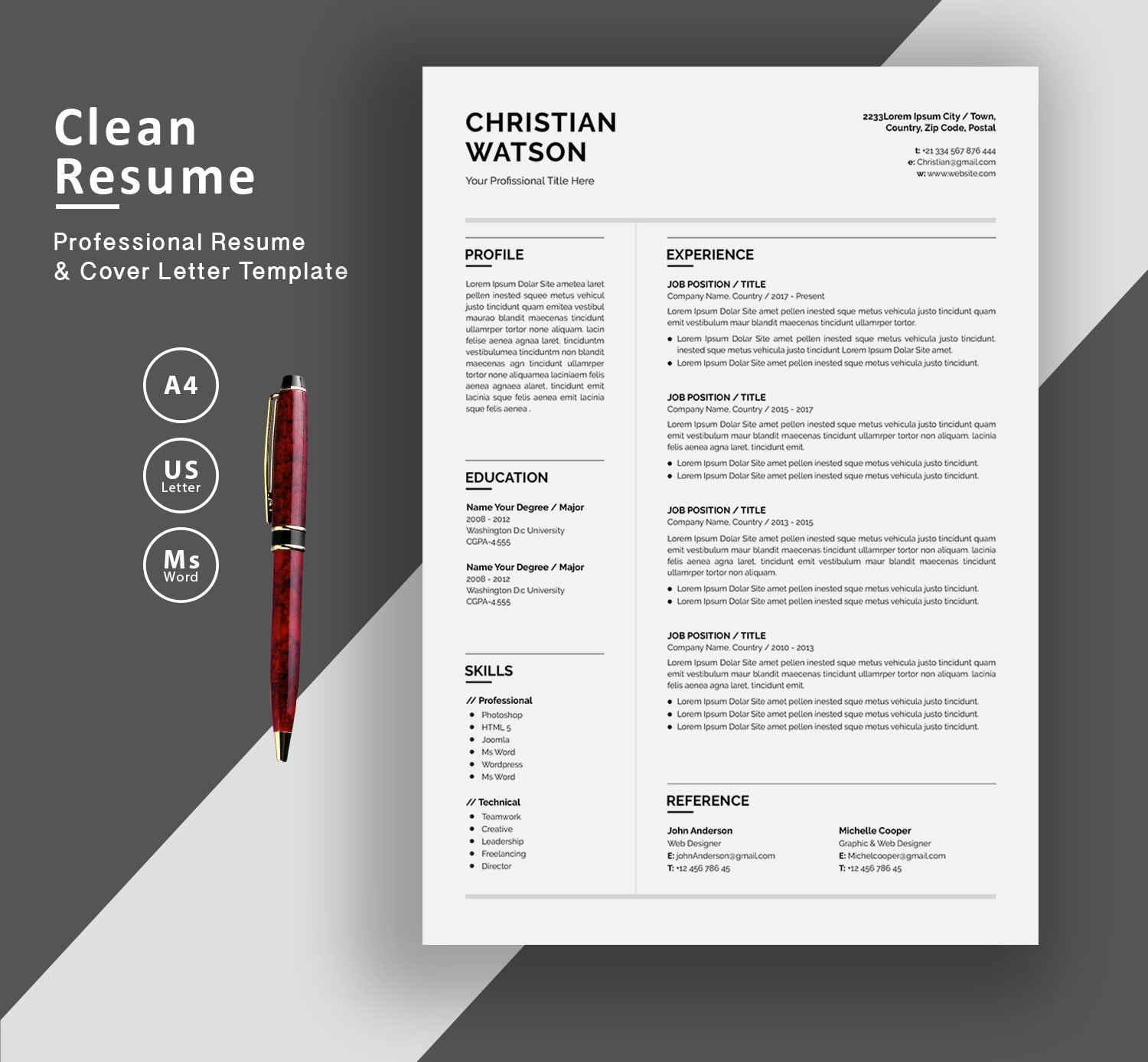 Clean Resume/CV cover image.