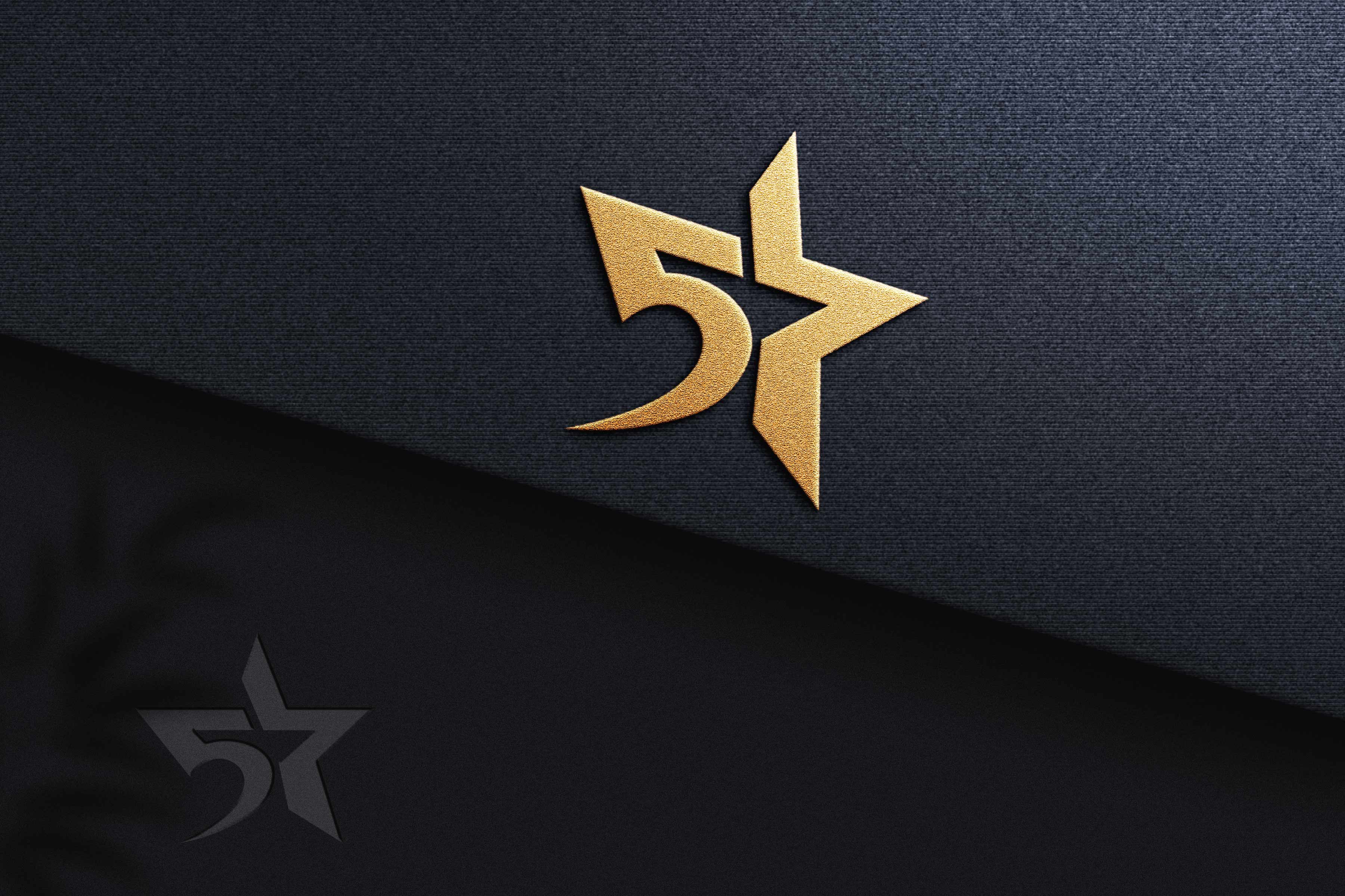 Gold star logo on a black background.