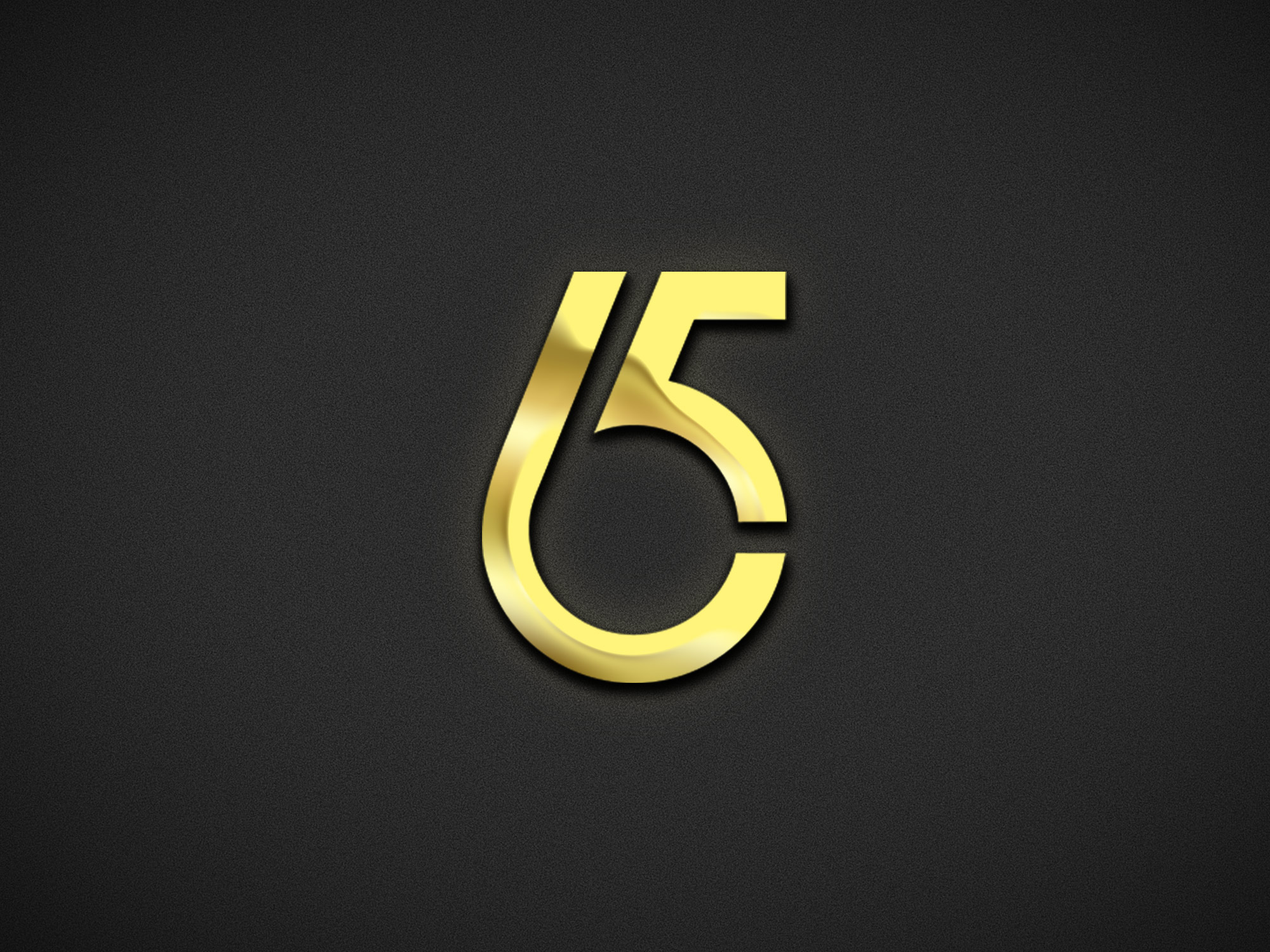 Golden number five on a black background.