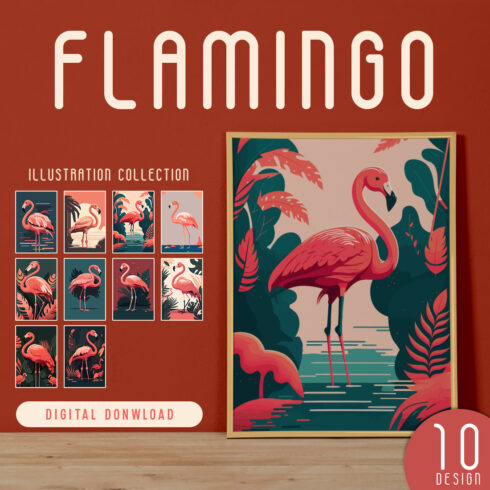 Tropical Pink Flamingo vector Illustration - Flamboyant Flamingo - Vibrant Illustration for Your Tropical Designs cover image.