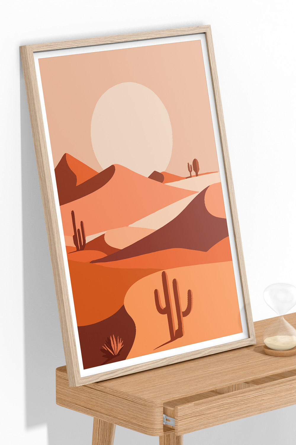 Desert Cactus and Sunset Art Print pinterest preview image.