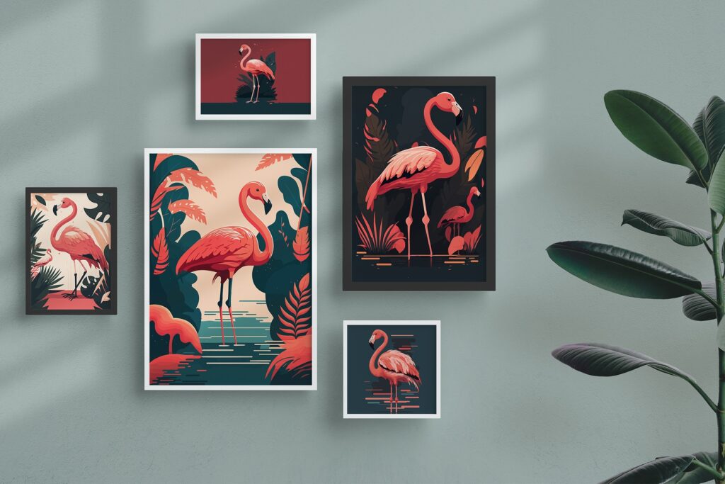 Tropical Pink Flamingo vector Illustration - Flamboyant Flamingo ...