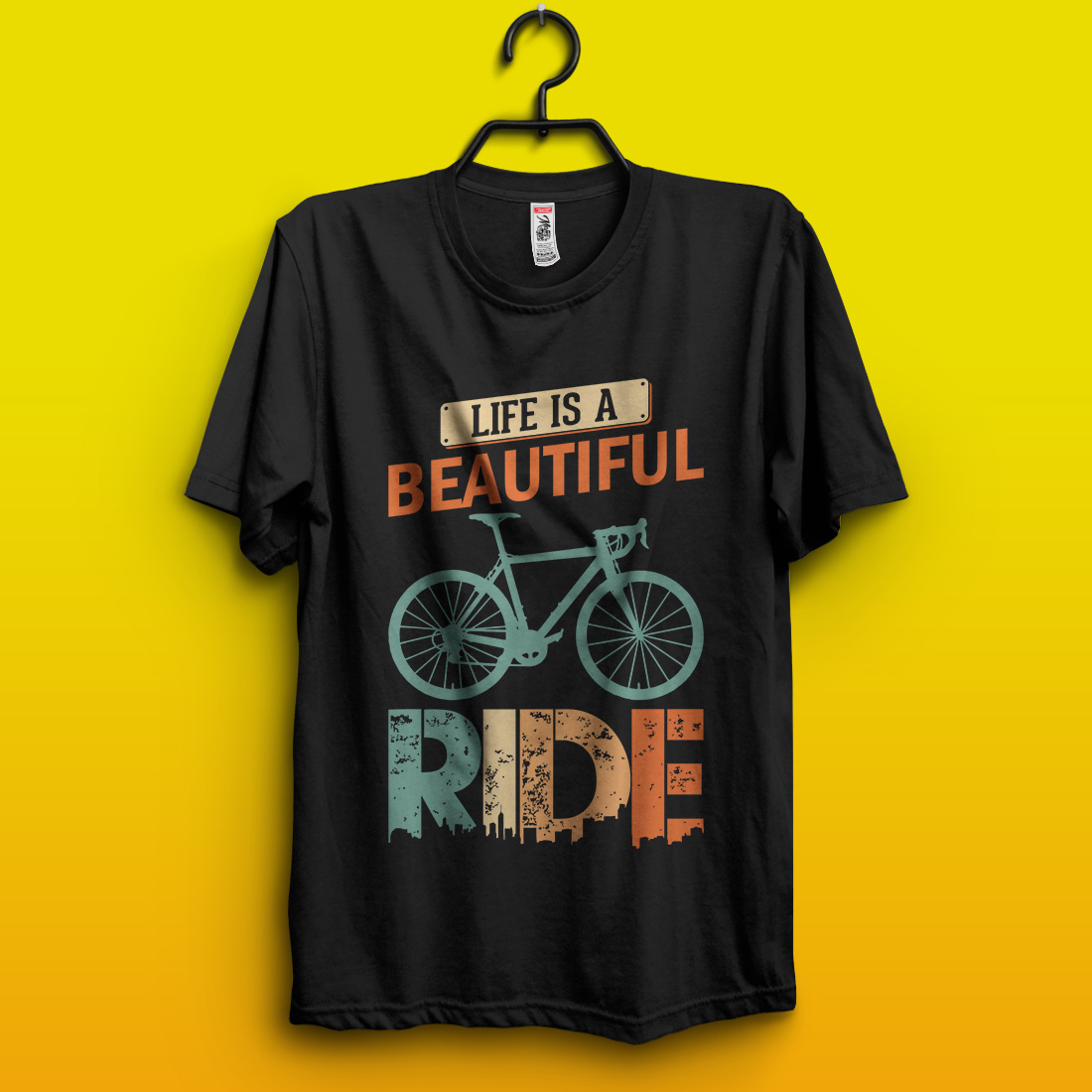 Life is a beautiful ride – Cycling quotes t-shirt design for adventure lovers preview image.