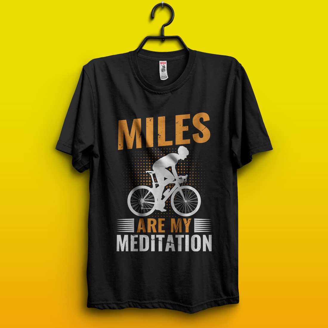 Miles are my meditation – Cycling quotes t-shirt design for adventure lovers pinterest preview image.