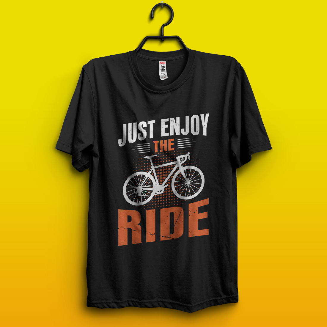 Just enjoy the ride – Cycling quotes t-shirt design for adventure lovers pinterest preview image.